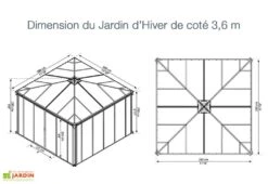 Jardin D’Hiver En Aluminium Et Polycarbonate 13 M² – LEDRO 3600 10 Jardin D’Hiver En Aluminium Et Polycarbonate 13 M² – LEDRO 3600 -Abriet Mobilier Soldes Boutique jardin hiver gris anthracite gazebo carre 360cm ledro3600 4