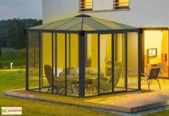 Jardin D’Hiver En Aluminium Et Polycarbonate 9 M² – LEDRO 3000 11 Jardin D’Hiver En Aluminium Et Polycarbonate 9 M² – LEDRO 3000 -Abriet Mobilier Soldes Boutique jardin hiver gris anthracite gazebo carre longueur 295cm ou 360cm 2