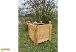 Bac à Fleurs Carré Sur Pieds En Bois De Châtaignier Lasuré - Oranger