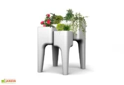 Jardinière Design Kiga XL 4 Bacs Blanche -Abriet Mobilier Soldes Boutique jardiniere kiga polypropylene blanche 2