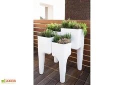 Jardinière Design Kiga XL 4 Bacs Blanche -Abriet Mobilier Soldes Boutique jardiniere kiga polypropylene blanche 6