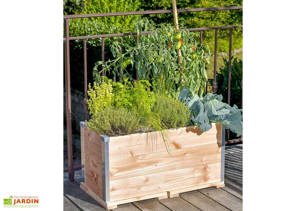 Jardinière En Bois Douglas Et Aluminium 75 X 35 X 36 Cm 2 Jardinière En Bois Douglas Et Aluminium 75 X 35 X 36 Cm – Image 2