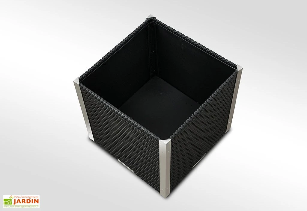 Jardinière En Résine Tressée Cube 46x46x46cm (l,l,h) 2 Jardinière En Résine Tressée Cube 46x46x46cm (l,l,h) – Image 2