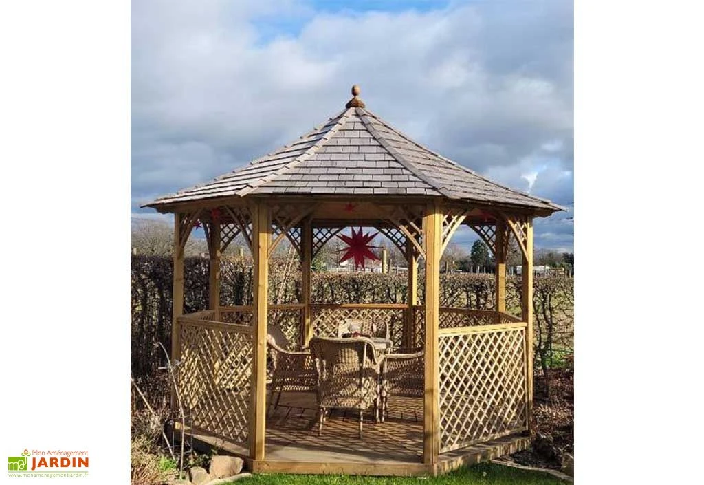 Kiosque De Jardin En Bois Traité Toit En Shingle Chopin Eco - 11,34 M² 3 Kiosque De Jardin En Bois Traité Toit En Shingle Chopin Eco - 11,34 M² – Image 3