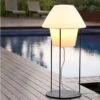 Lampadaire Blanc Sur Secteur Avec Support En Acier Noir 79cm