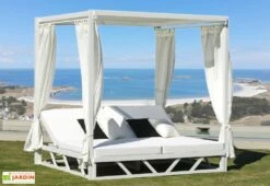 Hevea Lit De Jardin 2 Places En Aluminium Blanc Abalia