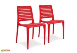 Lot De 2 Chaises De Jardin Empilables En Polypropylène Park -Abriet Mobilier Soldes Boutique lot 2 chaises jardin empilables polypropylene park rouge