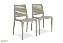 Lot De 2 Chaises De Jardin Empilables En Polypropylène Park -Abriet Mobilier Soldes Boutique lot 2 chaises jardin empilables polypropylene park taupe