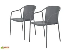 Lot De 2 Fauteuils De Jardin En Aluminium Et Polypropylène Rod -Abriet Mobilier Soldes Boutique lot 2 fauteuils jardin aluminium polypropylene rod gris