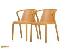 Lot De 2 Fauteuils De Jardin Empilables En Polypropylène Fado -Abriet Mobilier Soldes Boutique lot 2 fauteuils jardin empilables polypropylene fado moutarde