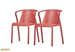 Lot De 2 Fauteuils De Jardin Empilables En Polypropylène Fado -Abriet Mobilier Soldes Boutique lot 2 fauteuils jardin empilables polypropylene fado rouge
