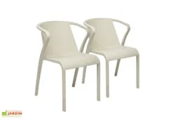 Lot De 2 Fauteuils De Jardin Empilables En Polypropylène Fado -Abriet Mobilier Soldes Boutique lot 2 fauteuils jardin empilables polypropylene fado sable