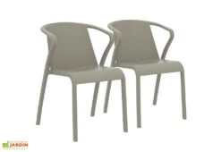 Lot De 2 Fauteuils De Jardin Empilables En Polypropylène Fado -Abriet Mobilier Soldes Boutique lot 2 fauteuils jardin empilables polypropylene fado taupe