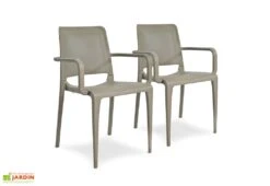 Lot De 2 Fauteuils De Jardin Empilables En Polypropylène Hall -Abriet Mobilier Soldes Boutique lot 2 fauteuils jardin empilables polypropylene hall taupe