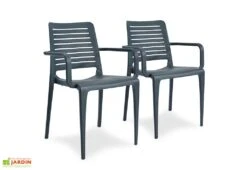 Lot De 2 Fauteuils De Jardin Empilables En Polypropylène Park -Abriet Mobilier Soldes Boutique lot 2 fauteuils jardin empilables polypropylene park anthracite