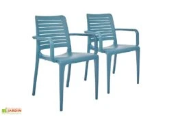 Lot De 2 Fauteuils De Jardin Empilables En Polypropylène Park -Abriet Mobilier Soldes Boutique lot 2 fauteuils jardin empilables polypropylene park bleu
