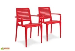 Lot De 2 Fauteuils De Jardin Empilables En Polypropylène Park -Abriet Mobilier Soldes Boutique lot 2 fauteuils jardin empilables polypropylene park rouge