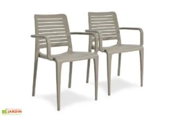 Lot De 2 Fauteuils De Jardin Empilables En Polypropylène Park -Abriet Mobilier Soldes Boutique lot 2 fauteuils jardin empilables polypropylene park taupe