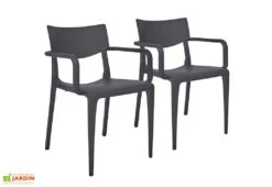Lot De 2 Fauteuils De Jardin Empilables En Polypropylène Town -Abriet Mobilier Soldes Boutique lot 2 fauteuils jardin empilables polypropylene town gris