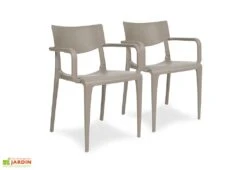 Lot De 2 Fauteuils De Jardin Empilables En Polypropylène Town -Abriet Mobilier Soldes Boutique lot 2 fauteuils jardin empilables polypropylene town taupe