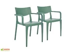 Lot De 2 Fauteuils De Jardin Empilables En Polypropylène Town -Abriet Mobilier Soldes Boutique lot 2 fauteuils jardin empilables polypropylene town vert