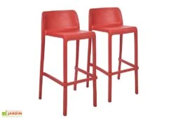 Lot De 2 Tabourets De Bar Extérieurs En Polypropylène Attic 7 Lot De 2 Tabourets De Bar Extérieurs En Polypropylène Attic -Abriet Mobilier Soldes Boutique lot 2 tabourets bar exterieurs polypropylene attic rouge