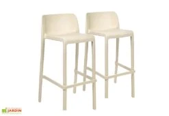 Lot De 2 Tabourets De Bar Extérieurs En Polypropylène Attic 8 Lot De 2 Tabourets De Bar Extérieurs En Polypropylène Attic -Abriet Mobilier Soldes Boutique lot 2 tabourets bar exterieurs polypropylene attic sable