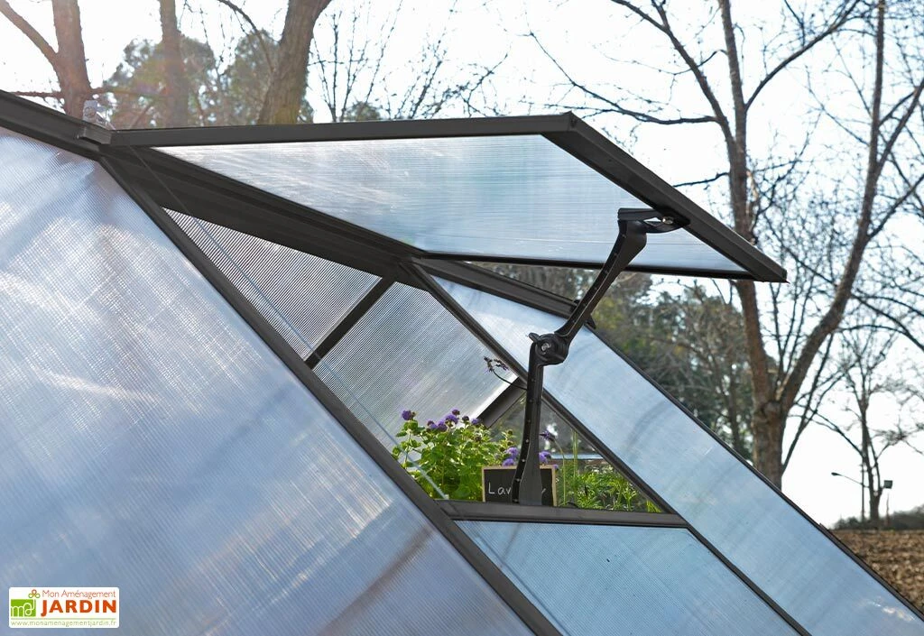 Serre De Jardin En Aluminium Et Polycarbonate Balance – Gris 6 Serre De Jardin En Aluminium Et Polycarbonate Balance – Gris – Image 6