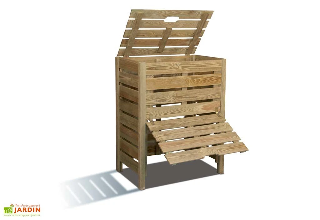 Composteur Bois Avec Trappe Et Couvercle - 400 L 1 Composteur Bois Avec Trappe Et Couvercle - 400 L