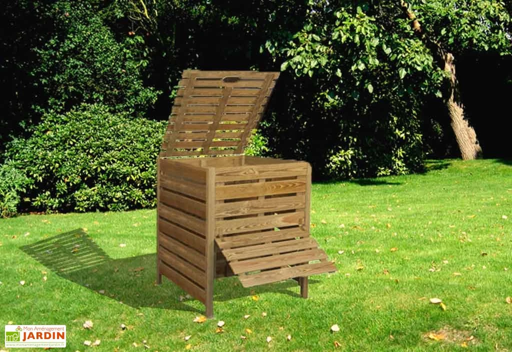 Composteur Bois Avec Trappe Et Couvercle - 800 L 2 Composteur Bois Avec Trappe Et Couvercle - 800 L – Image 2