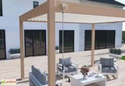 Pergola Bioclimatique Ombréa En Aluminium 3 X 4 M Autoportée - Beige Agathe -Abriet Mobilier Soldes Boutique manivelle pergola bioclimatique ombrea 15 728363