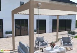 Pergola Bioclimatique Ombréa En Aluminium 3 X 4 M Autoportée - Taupe -Abriet Mobilier Soldes Boutique manivelle pergola bioclimatique taupe 3x4 ombrea 15 728394