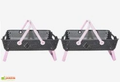 Paniers De Récolte Kajo 20L – 58 X 38 X 15 Cm (lot De 2) -Abriet Mobilier Soldes Boutique panier recolte kajo 20 rose pastel