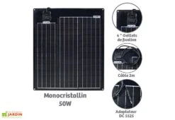 Panneau Solaire Monocristallin Semi-rigide 50 W -Abriet Mobilier Soldes Boutique panneau solaire monocristallin 50w orium