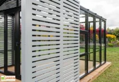 Serre De Jardin En Bois Et Verre Trempé Avec Panneaux Occultants – Lilas -Abriet Mobilier Soldes Boutique panneaux occultants serre jardin bois stali design 04