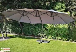 Parasol Déporté 3 Têtes 4,6 M En Aluminium Et Toile Grise - Deporwide