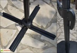 Parasol Déporté 3 Têtes 4,6 M En Aluminium Et Toile Taupe - Deporwide -Abriet Mobilier Soldes Boutique parasol deporte aluminium grande toile taupe 460cm 5 1