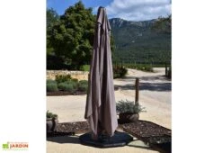 Parasol Déporté 4 X 3 M Aluminium Toile Taupe + Housse – Lesun -Abriet Mobilier Soldes Boutique parasol deporte aluminium toile taupe 3x4m lesun 2