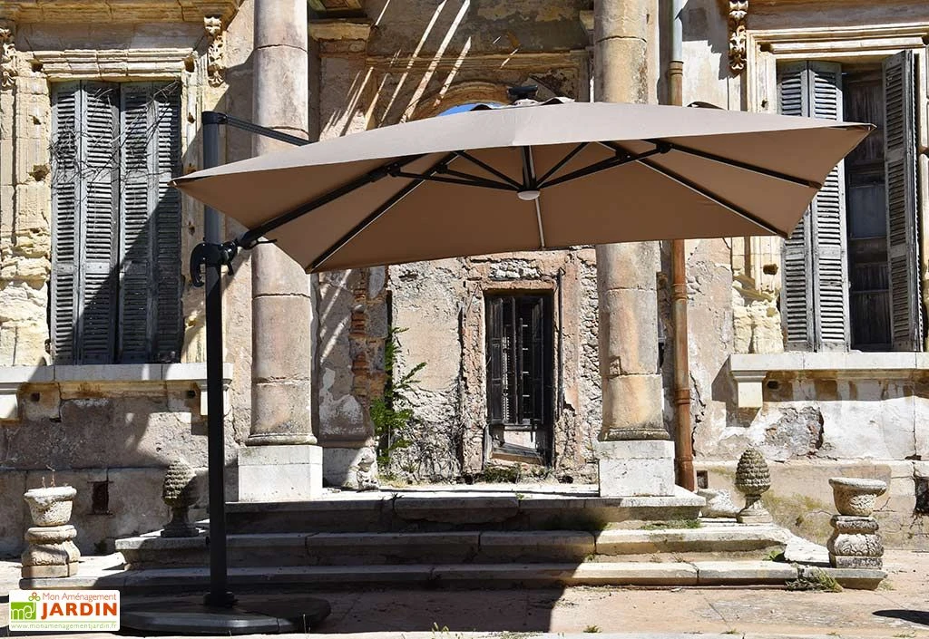 Parasol Déporté à LED En Aluminium Et Polyester Capeo 3 X 3 M 1 Parasol Déporté à LED En Aluminium Et Polyester Capeo 3 X 3 M