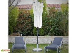 Parasol Rectangulaire 3 Têtes 4,6 M En Aluminium Et Toile Écrue - Wide -Abriet Mobilier Soldes Boutique parasol droit 3 tetes aluminium toile polyester ecru 465cm 2