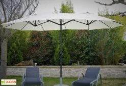 Parasol Rectangulaire 3 Têtes 4,6 M En Aluminium Et Toile Écrue - Wide