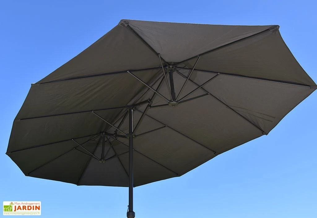 Parasol Rectangulaire 3 Têtes 4,6 M En Aluminium Et Toile Grise - Wide 2 Parasol Rectangulaire 3 Têtes 4,6 M En Aluminium Et Toile Grise - Wide – Image 2