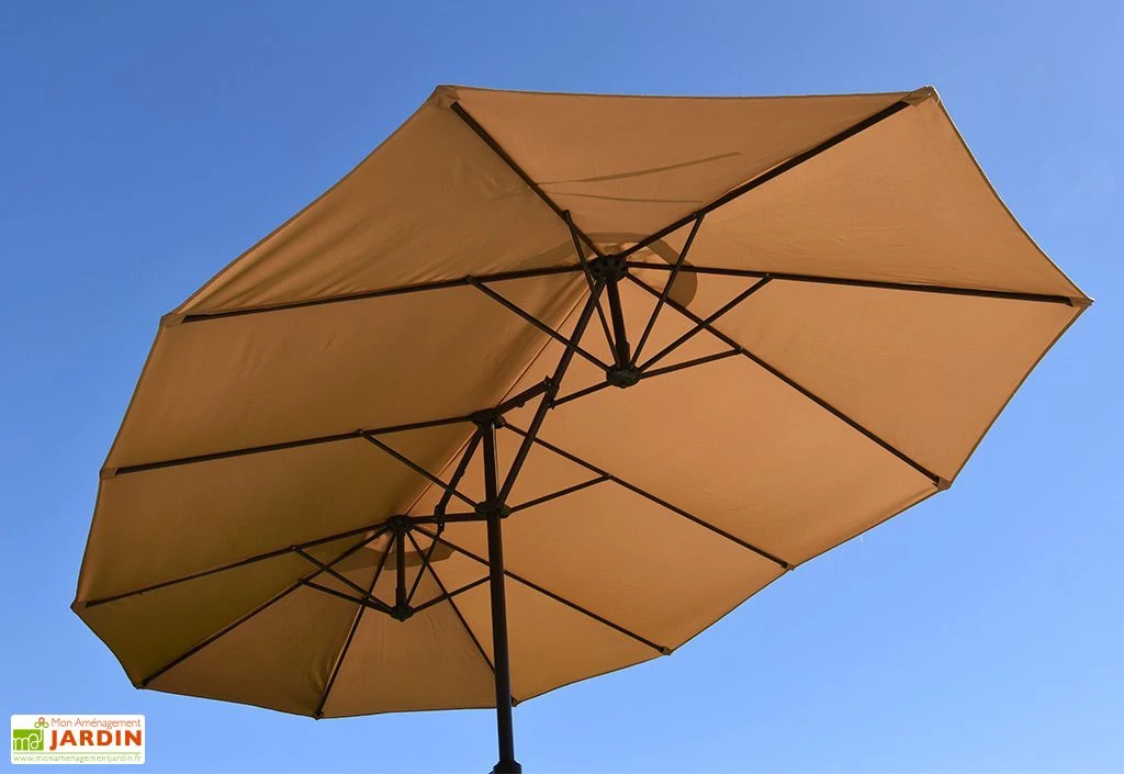 Parasol Rectangulaire 3 Têtes 4,6 M En Aluminium Et Toile Taupe - Wide 5 Parasol Rectangulaire 3 Têtes 4,6 M En Aluminium Et Toile Taupe - Wide – Image 5