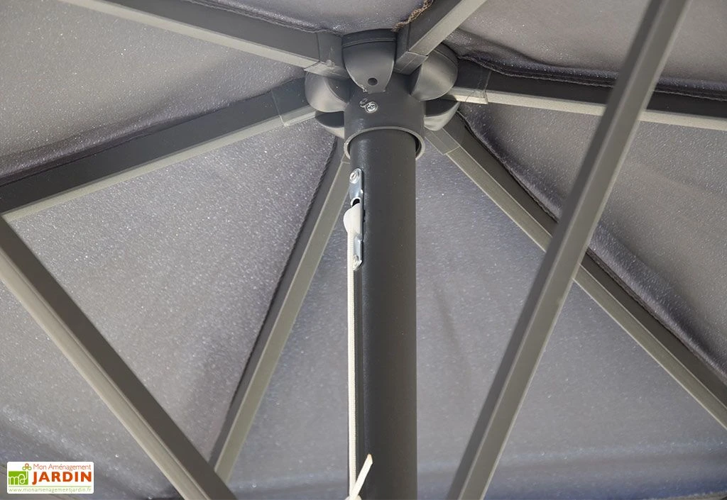 Parasol Droit 3 M Aluminium Toile Avec Aération – Canopy Gris 5 Parasol Droit 3 M Aluminium Toile Avec Aération – Canopy Gris – Image 5