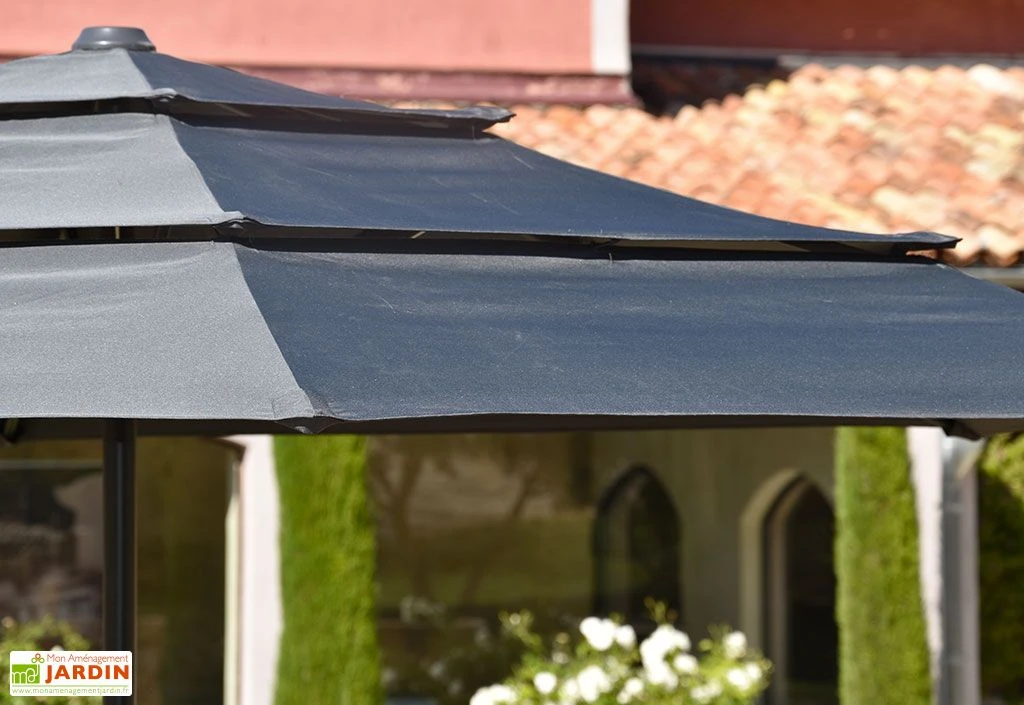 Parasol Droit 3 M Aluminium Toile Avec Aération – Canopy Gris 3 Parasol Droit 3 M Aluminium Toile Avec Aération – Canopy Gris – Image 3