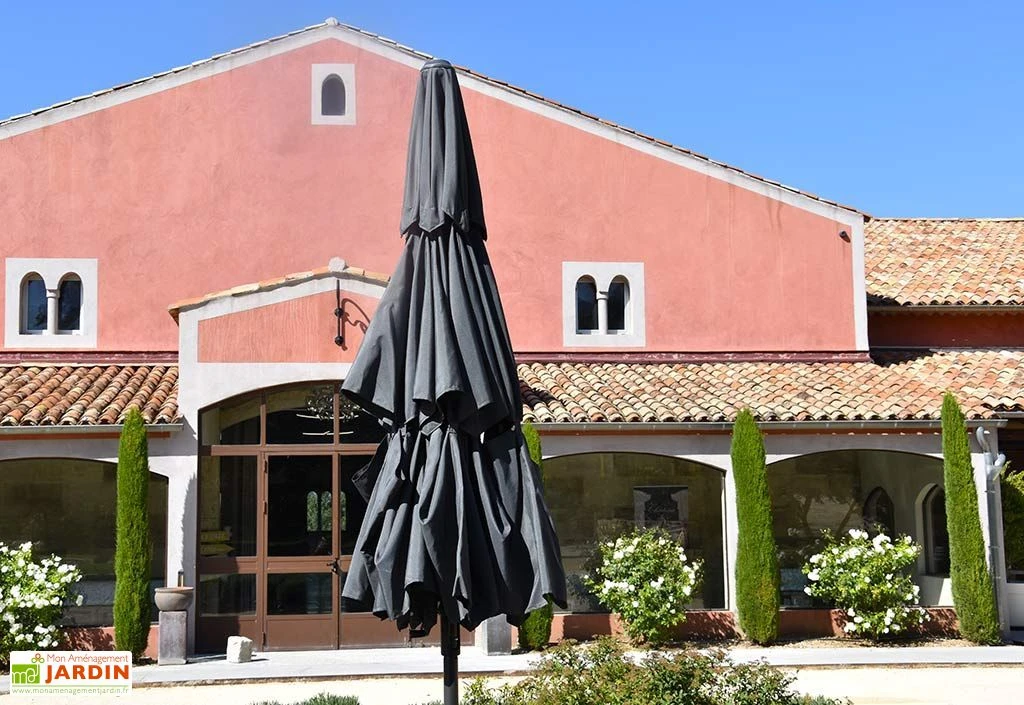 Parasol Droit 3 M Aluminium Toile Avec Aération – Canopy Gris 2 Parasol Droit 3 M Aluminium Toile Avec Aération – Canopy Gris – Image 2