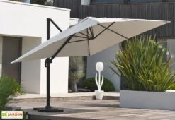 Parasol Déporté En Aluminium Et Polyester Gris 4x3m Sevilla -Abriet Mobilier Soldes Boutique parasol en aluminium 2