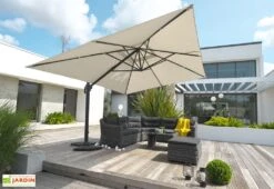 Parasol Déporté En Aluminium Et Polyester Gris 4x3m Sevilla -Abriet Mobilier Soldes Boutique parasol en aluminium 3
