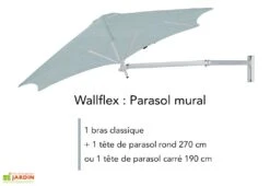 Bras Classique En Aluminium Pour Parasol Paraflex - 1,85 M -Abriet Mobilier Soldes Boutique parasol mural bras classique umbrosa