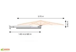 Parasol Mural à Bras Télescopique Ø 2,70 M – Qualité Professionnelle -Abriet Mobilier Soldes Boutique parasol mural prostor